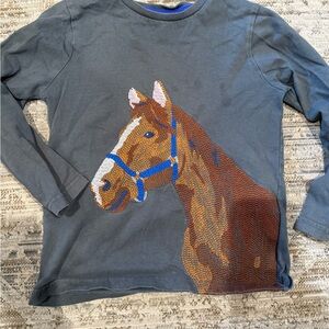 Mini Boden Horse Graphic Long Sleeve Shirt